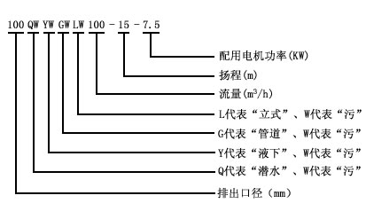 LW直立式无堵塞排污泵型号意义